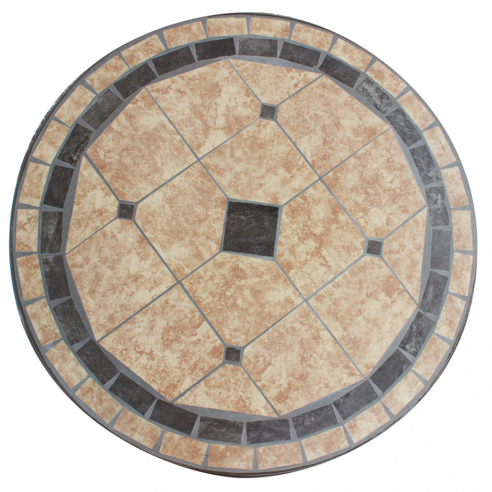 Tavolo Nereo con piano in cemento effetto mosaico marrone e antracite | Albert Stock