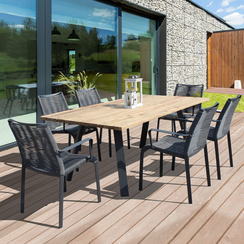 Tavolo da giardino di design moderno con piano in legno