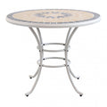 Tavolo da giardino rotondo Perse Ø 90 cm con piano in cemento e mosaico marrone/grigio, base in ferro tortora, ideale per esterni | Albert Stock