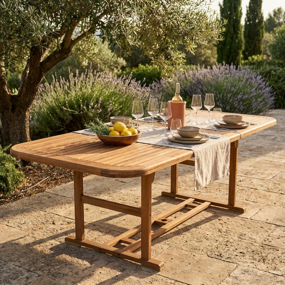 Tavolo Rettangolare Allungabile Double 180/240 x 100 in Acacia - AC805081-DB