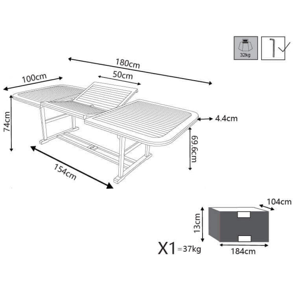 Tavolo Rettangolare Allungabile Double 180/240 x 100 in Acacia - AC805081-DB - foto 10