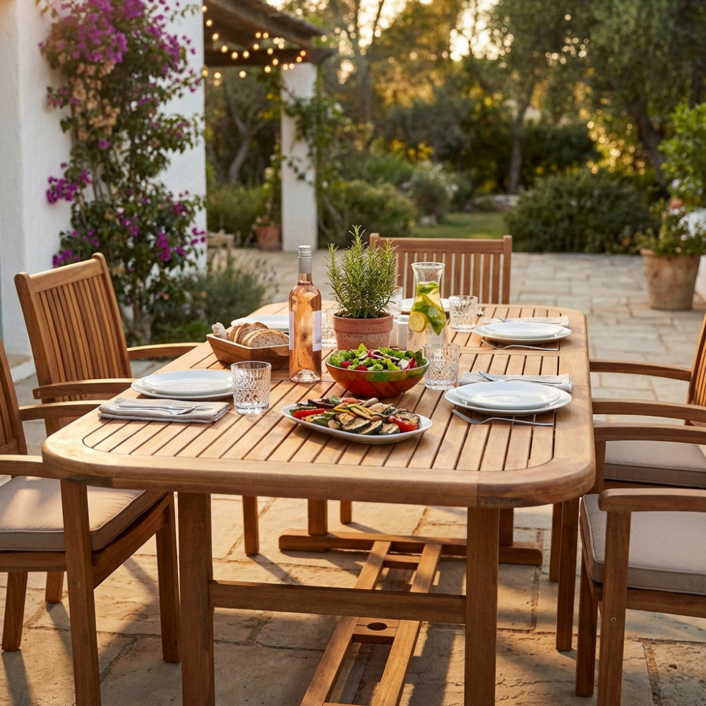 Tavolo Rettangolare Allungabile Double 180/240 x 100 in Acacia - AC805081-DB - foto 2