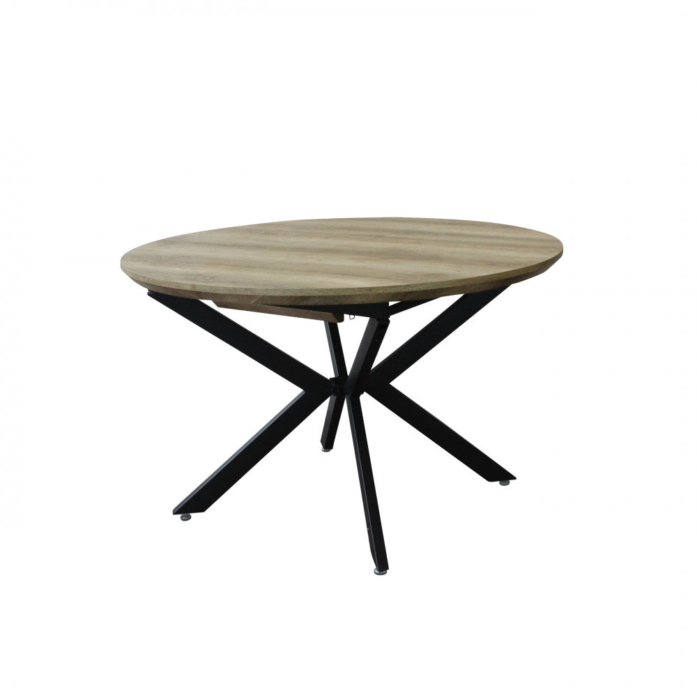 Tavolo Garry in configurazione rotonda chiusa da 120 cm.
