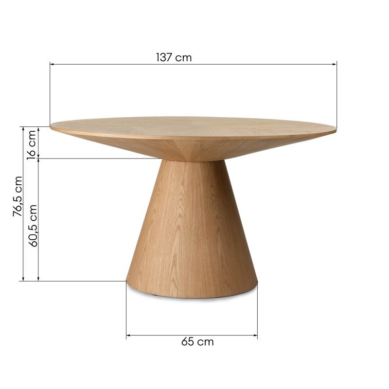 Tavolo rotondo Korella 137 cm rovere naturale - NN-KOR-FUR-DINTAB-NATWOO-399 - foto 5