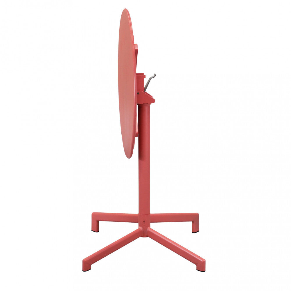 Tavolo da giardino Vega tondo Ø 60 cm rosso corallo vista laterale | Albert Stock