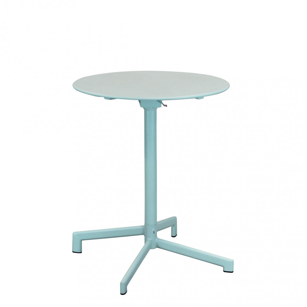 Tavolo Vega in acciaio con trattamento antiruggine, colore verde vista frontale | Albert Stock