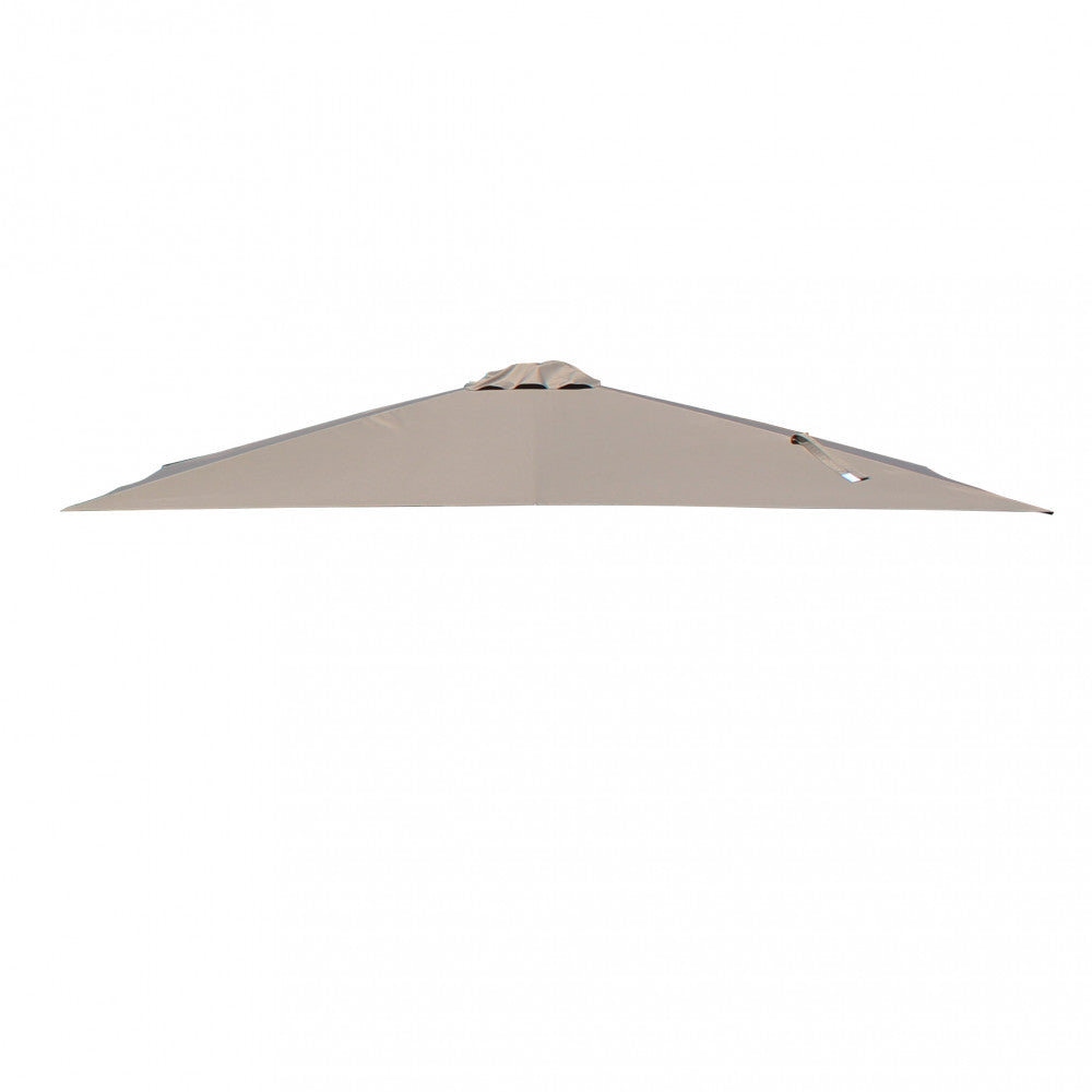 Telo quadrato per ombrellone Darwin Mendel color taupe, disteso per mostrare la tensione del tessuto e le finiture sartoriali.