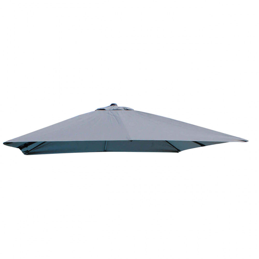 Prospettiva frontale del telo per ombrellone grigio LIPSI 3x3, che mostra il design minimalista e la finitura tessile premium per esterni.