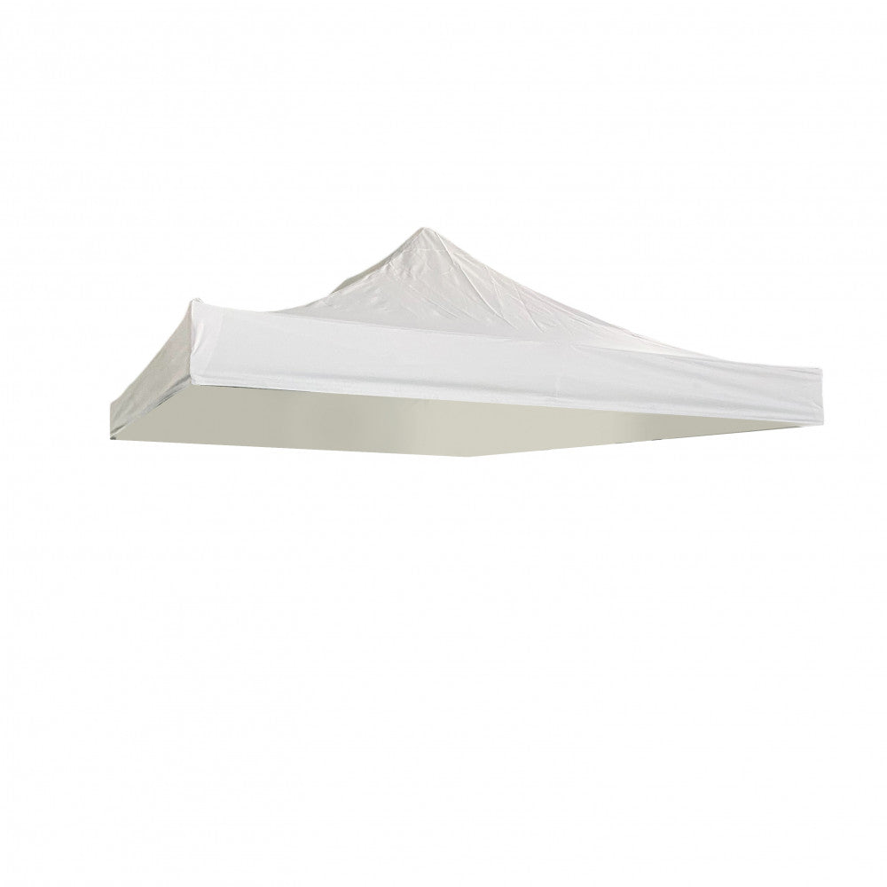 Vista frontale del telo per gazebo Cosma Professional 3x3 bianco con silhouette piramidale