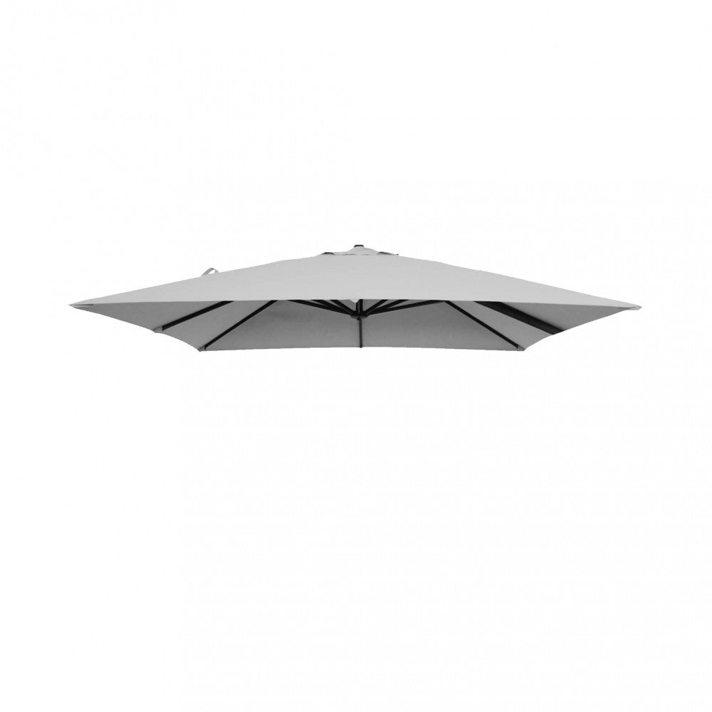 Telo di ricambio per ombrellone Nettuno 3x3 metri di colore grigio chiaro, disteso su una superficie esterna