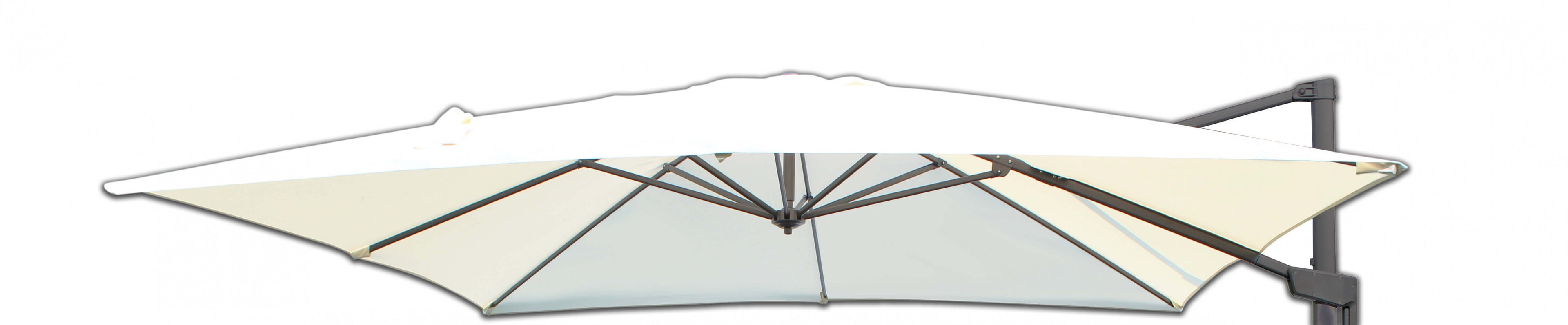 Telo di ricambio per ombrellone Newton 2x3 metri di colore ecrù, disteso su una superficie esterna.