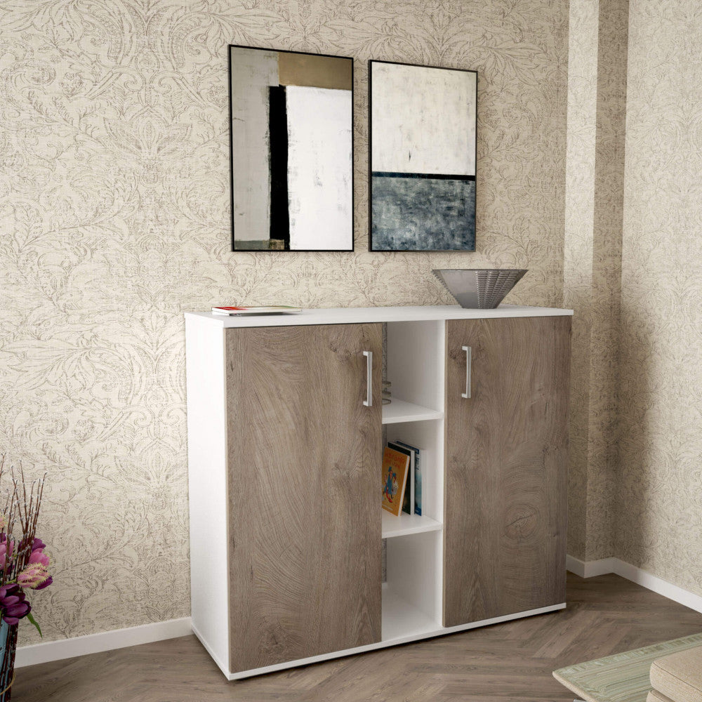 MOBILETTO 2 ANTA E 3 MENSOLE FRANK BIANCO E ROVERE CHIARO