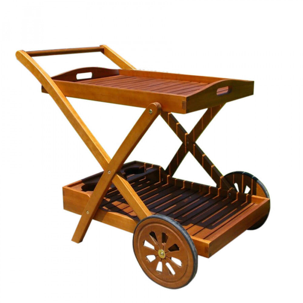 Vista laterale del carrello bar Cosma Modello AC805052 con struttura a X