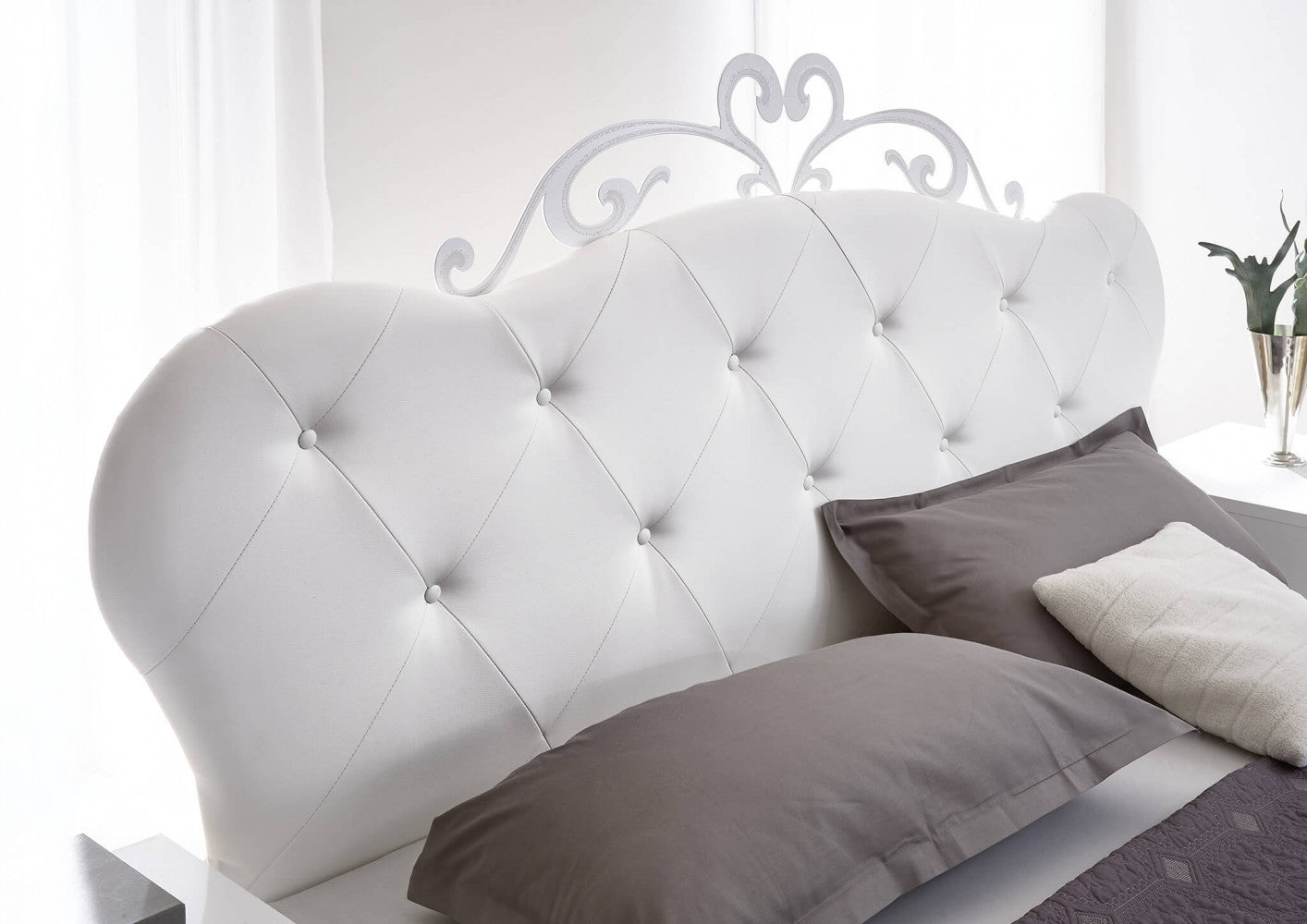 LETTO IMBOTTITO 160X200 BIANCO ALESSANDRO