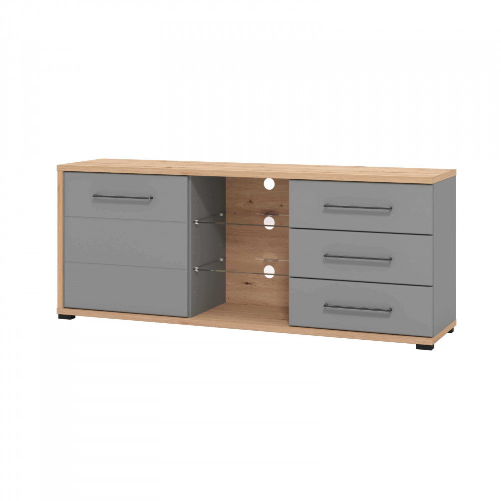 La TV Mensola Lisabon ambientata in un living, con televisore e accessori decorativi, sottolineando il suo impatto estetico e la sua funzionalità | Albert Stock