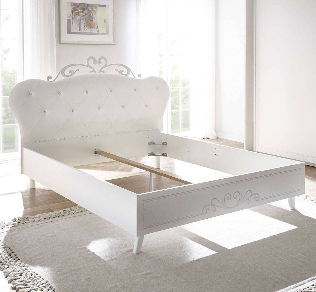 LETTO IMBOTTITO 160X200 BIANCO ALESSANDRO