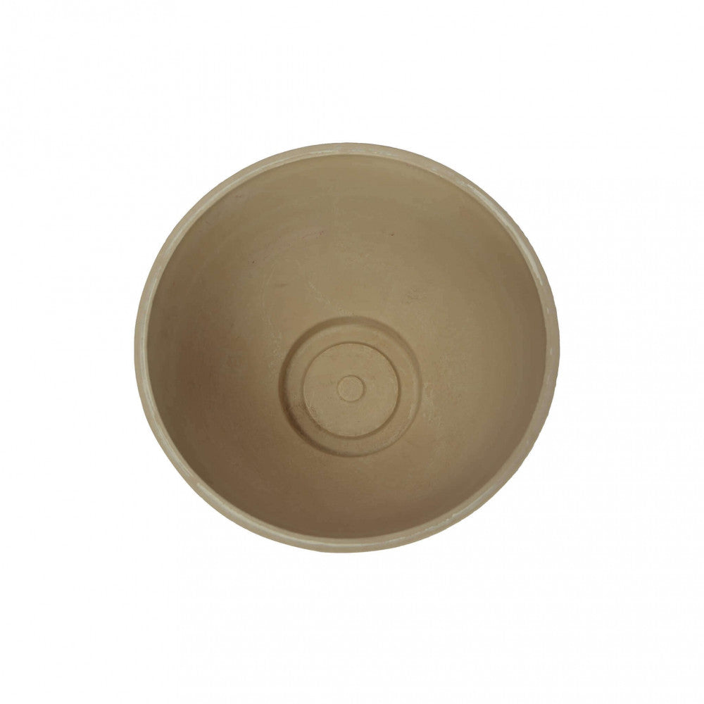 Vista dall'alto dell'interno del vaso in fibra sintetica, mostrando la profondità del contenitore e la finitura liscia e omogenea della struttura interna.