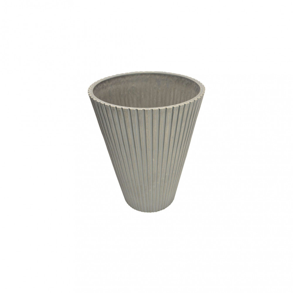 Vista frontale del Vaso Iris Medio color antracite su sfondo bianco, che evidenzia la texture scanalata.