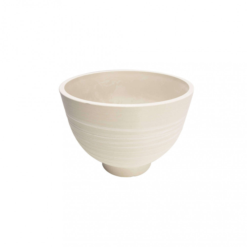 Silhouette pulita e scultorea del Vaso Narciso medio su sfondo bianco, che evidenzia le striature orizzontali della fibra sintetica.