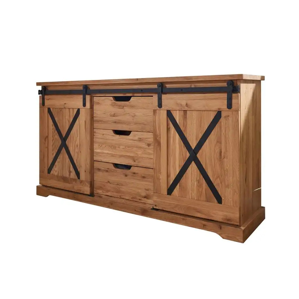 Vista 1 della Madia Nyks II ambientata in un soggiorno con arredi moderni e industriali, che ne sottolinea l'eleganza e l'integrazione stilistica | Albert Stock