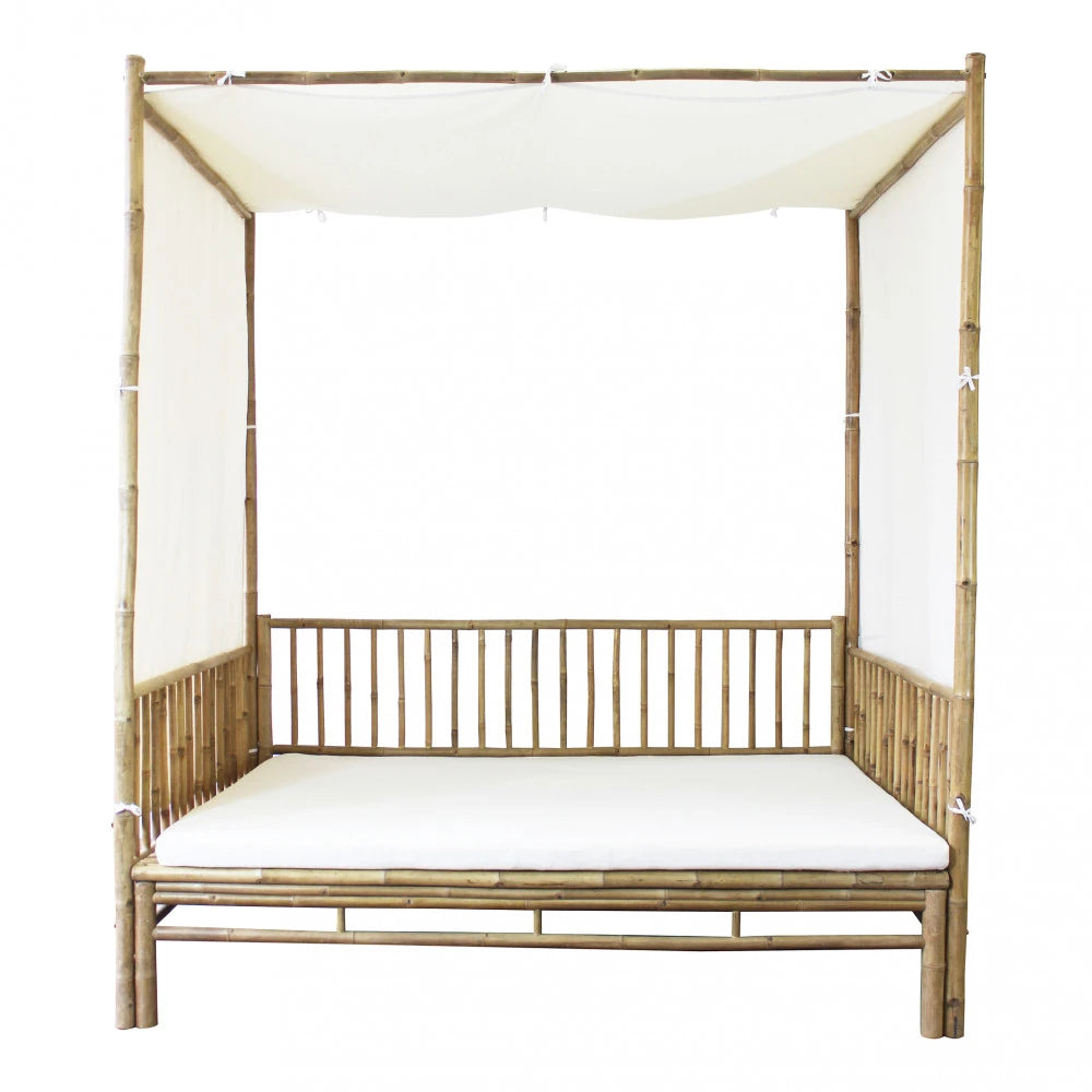 Vista Frontale Divano letto Manhattan con struttura in bamboo marrone, che mostra il suo design elegante e la funzione multifunzionale