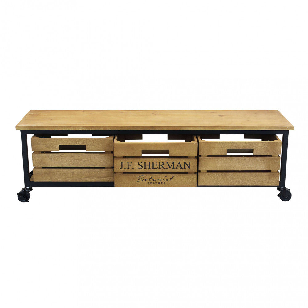 Vista Frontale Dettaglio del porta TV Carter, un complemento d'arredo compatto e robusto per spazi moderni | Albert Stock