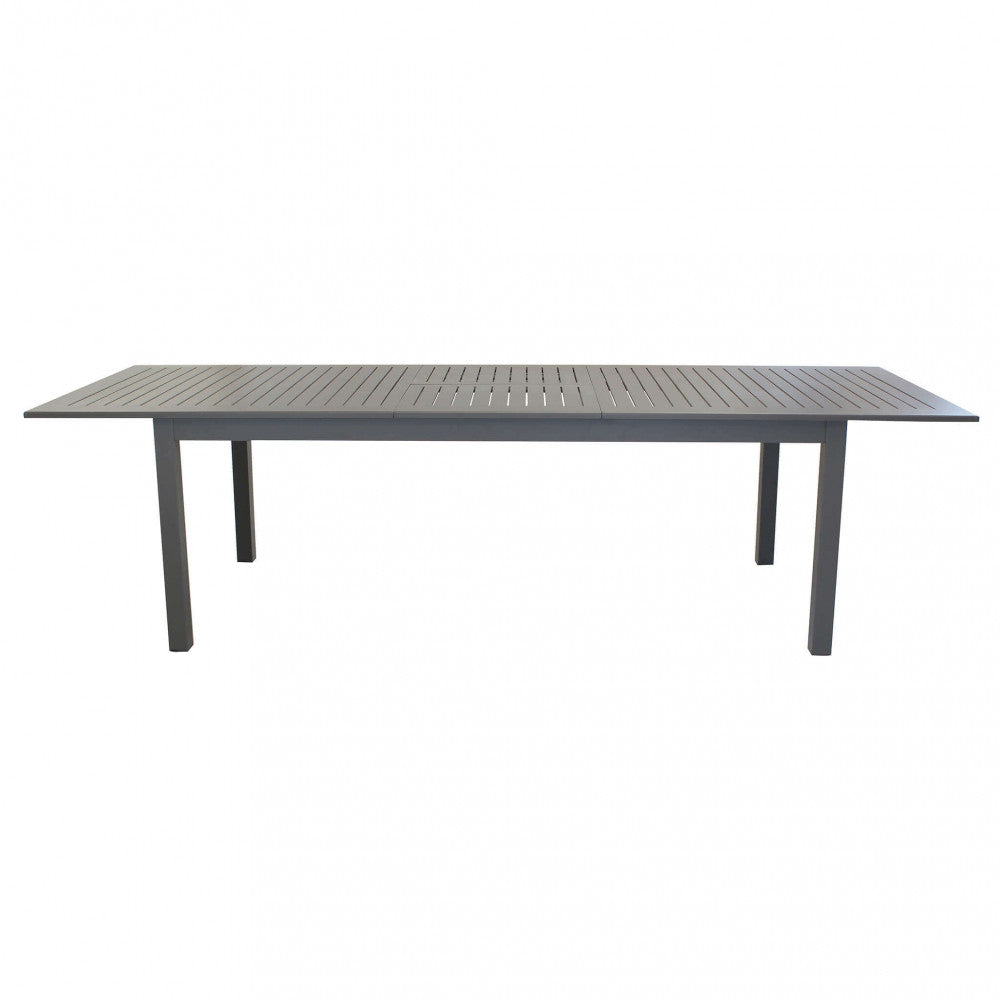 Vista Laterale Dimensioni Massime Tavolo da giardino Cuba allungabile 220/280x100 cm in alluminio color taupe, ideale per grandi spazi esterni | Albert Stock