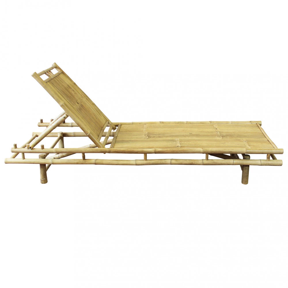 Vista Laterale Lettino Martini in bamboo color marrone, con design elegante e seduta confortevole, ideale per esterni o interni. | Albert Stock