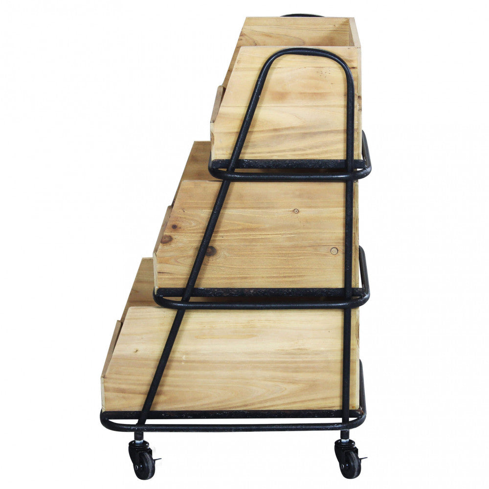 Vista Laterale Libreria in legno e metallo Buster con ripiani per libri e oggetti decorativi | Albert Stock