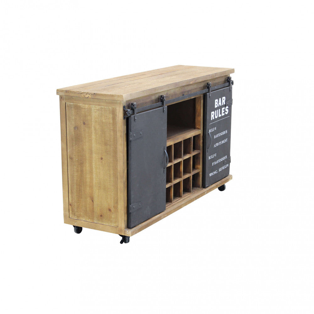 Dettaglio Vista Laterale del Mobile Edmond, un arredo robusto in legno e metallo perfetto per organizzare e decorare | Albert Stock