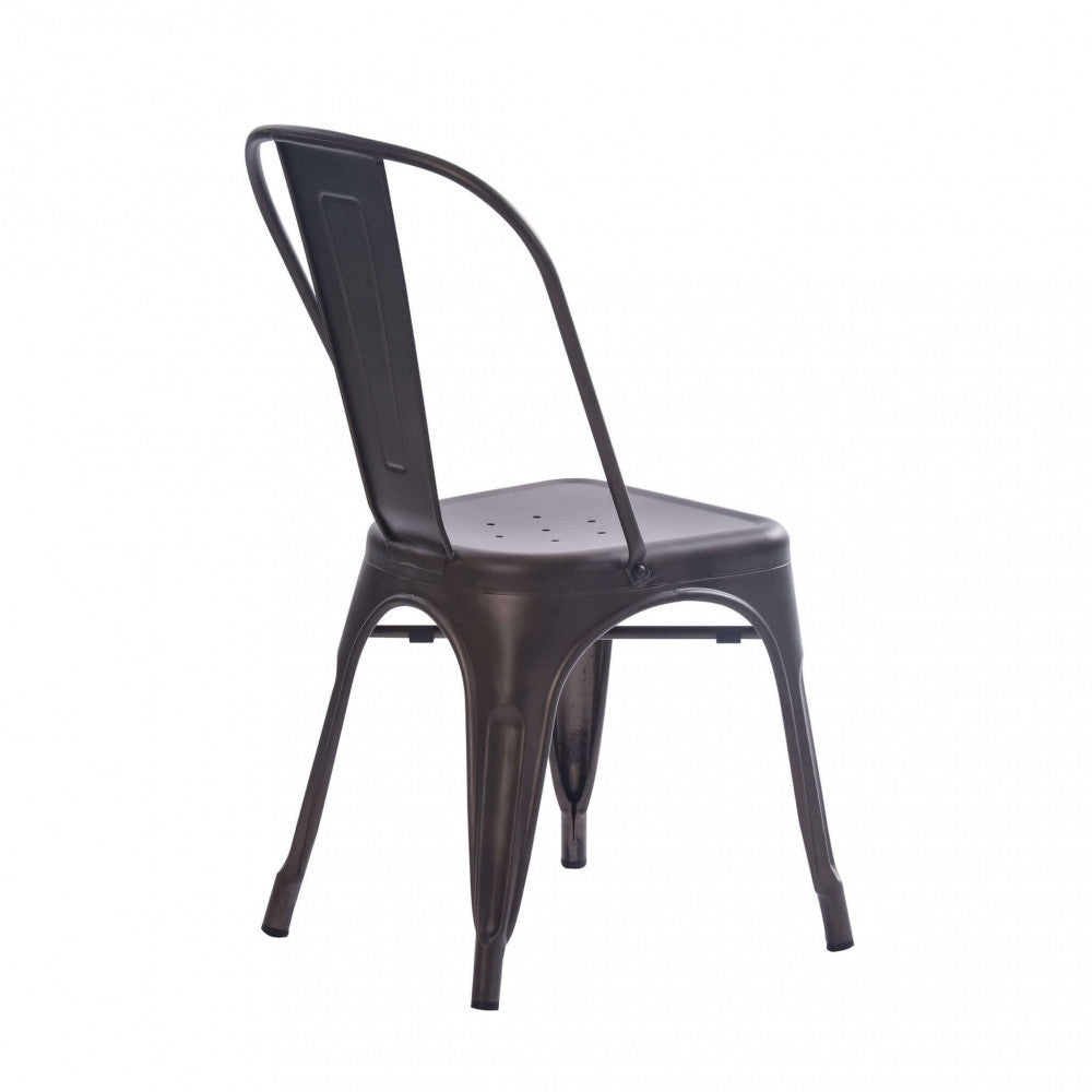 Vista Laterale della Sedia Gardena in metallo ribattuto colore antracite per arredo giardino