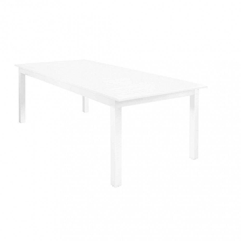 Vista Laterale Tavolo da giardino Cuba allungabile 220/280x100 cm in alluminio color bianco, ideale per grandi spazi esterni | Albert Stock