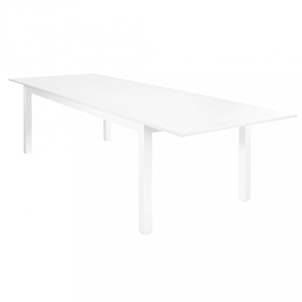 Dettaglio della struttura in alluminio verniciato bianco del Tavolo Cuba, che evidenzia la sua durabilità e resistenza agli agenti atmosferici | Albert Stock