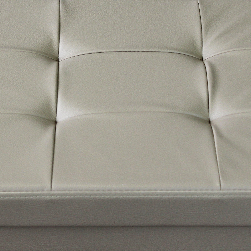 POUF CONTENITORE RETTANGOLARE IN ECOPELLE NATURALE